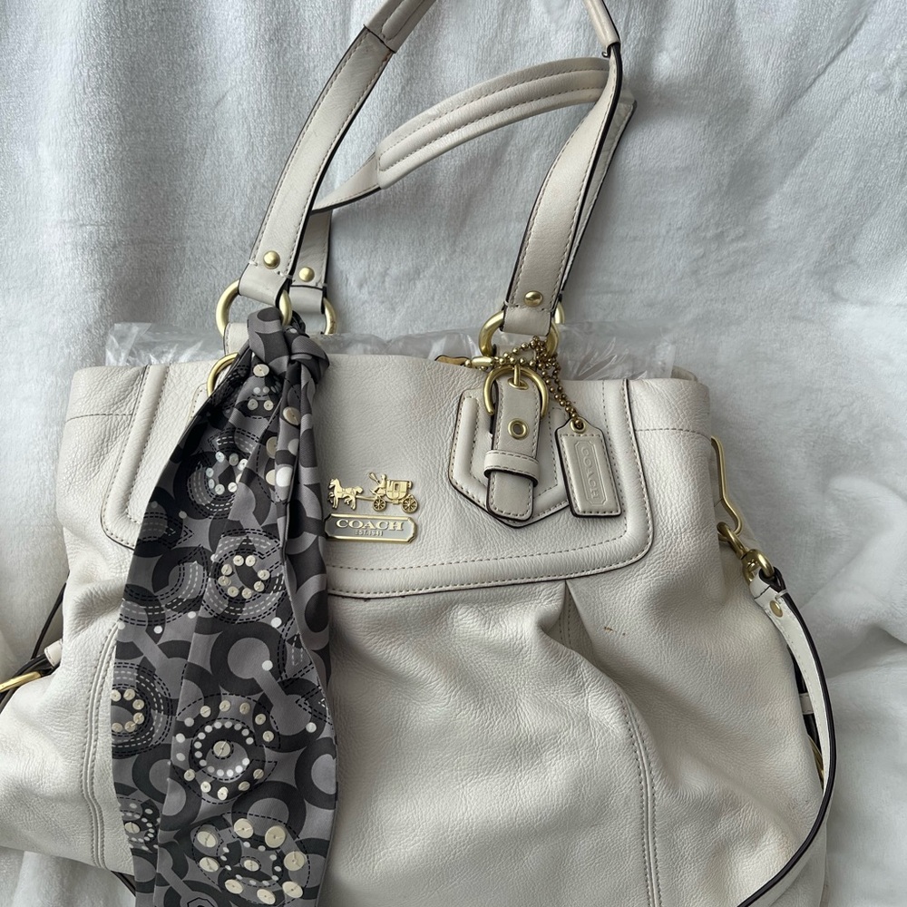 Coach Cream Tote with Gold Accents